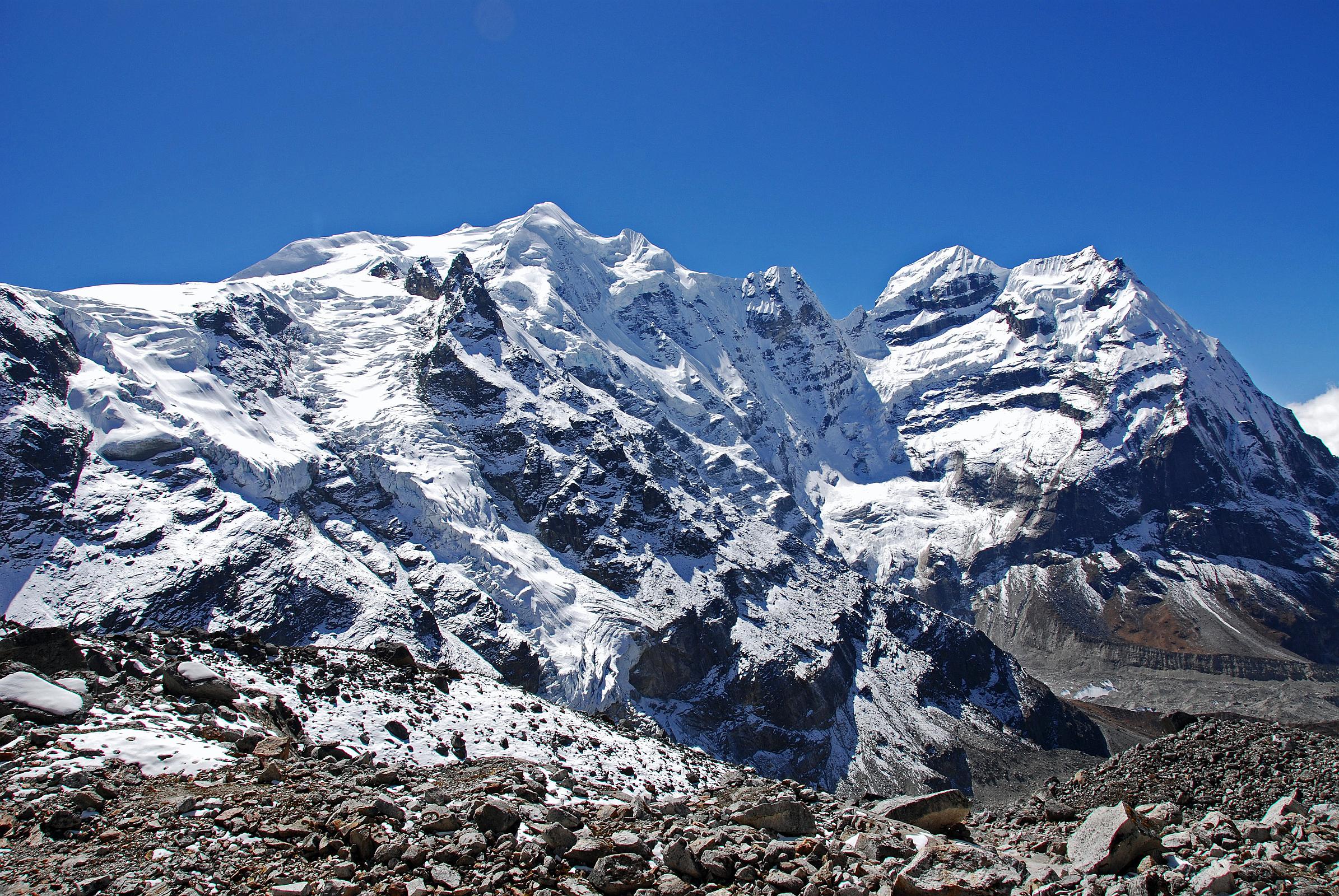 13 19 Mera Peak Central Summit, Mera Peak North Summit, Mera Peak West Summit From Between Khare And Mera La